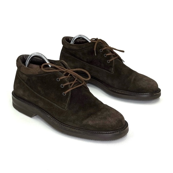 Vintage Tanino Crisci Brown Suede Boots Men’s Size 7.5 Lace-Up Ankle Height Vtg - Picture 1 of 12